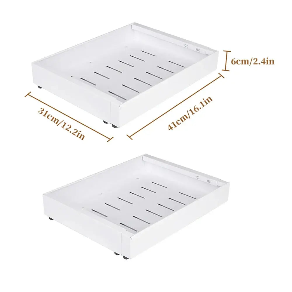 Organisateur coulissant pour placard de cuisine – sans perçage 1 ou 2 niveaux - Blanc – 2 pièces / France