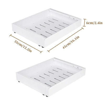 Organisateur coulissant pour placard de cuisine – sans perçage 1 ou 2 niveaux - Blanc – 2 pièces / France