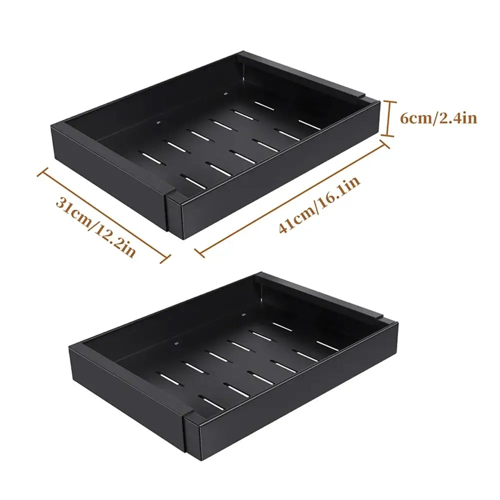 Organisateur coulissant pour placard de cuisine – sans perçage 1 ou 2 niveaux - Noir – 2 pièces / France - Organisateur