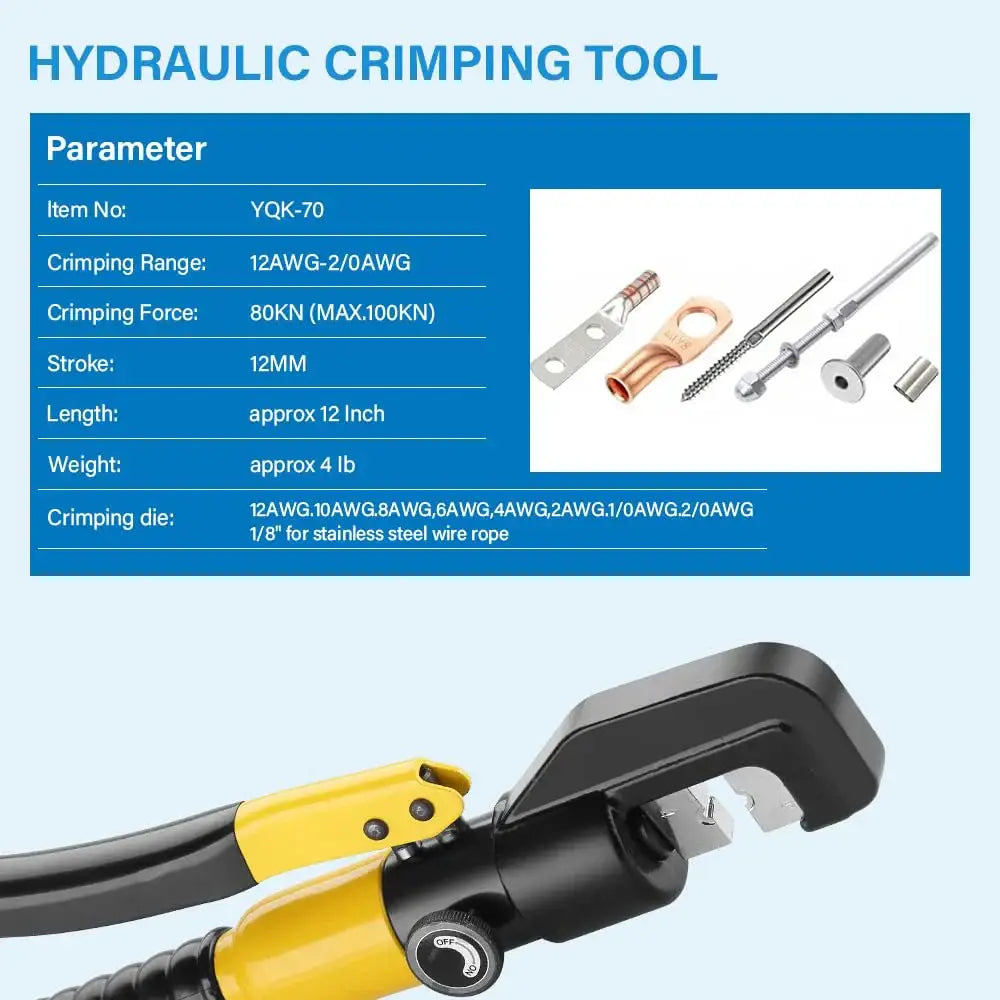 Outil De Sertissage Hydraulique Chromé Kit Pour Câble 4 70 mm² 10T
