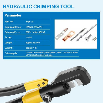 Outil De Sertissage Hydraulique Chromé Kit Pour Câble 4 70 mm² 10T
