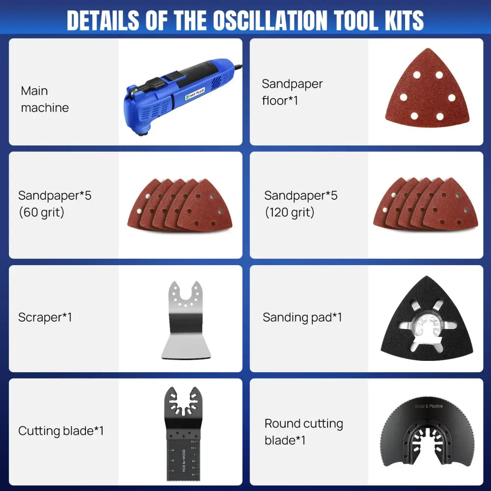 Outil multifonction oscillant 800 W – kit de coupe et rénovation - Bleu / Allemagne - Outil multifonction oscillant