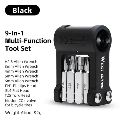 Outil multifonction vélo 9-en-1 – réglages et gonflage CO₂ – détail 6