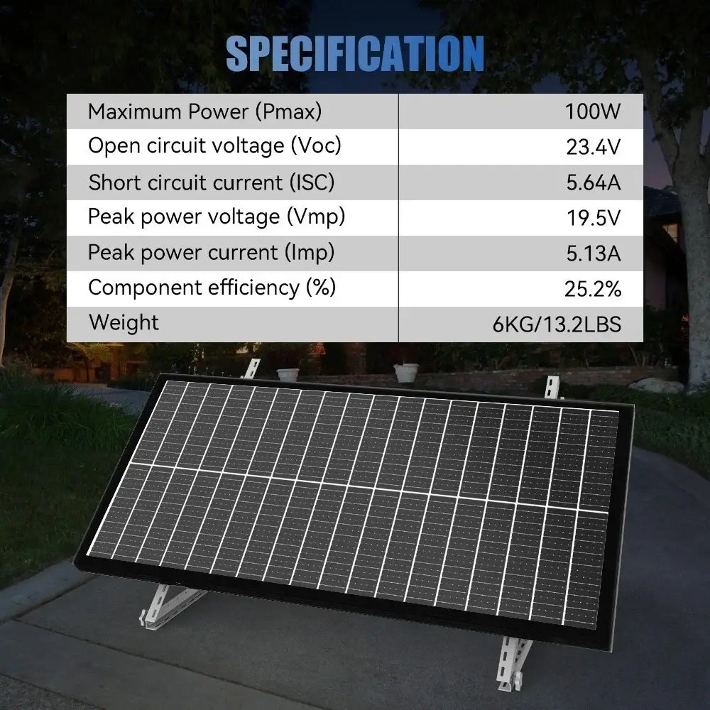 Panneau Solaire Monocristallin 100W 12V Rigide Étanche Camping