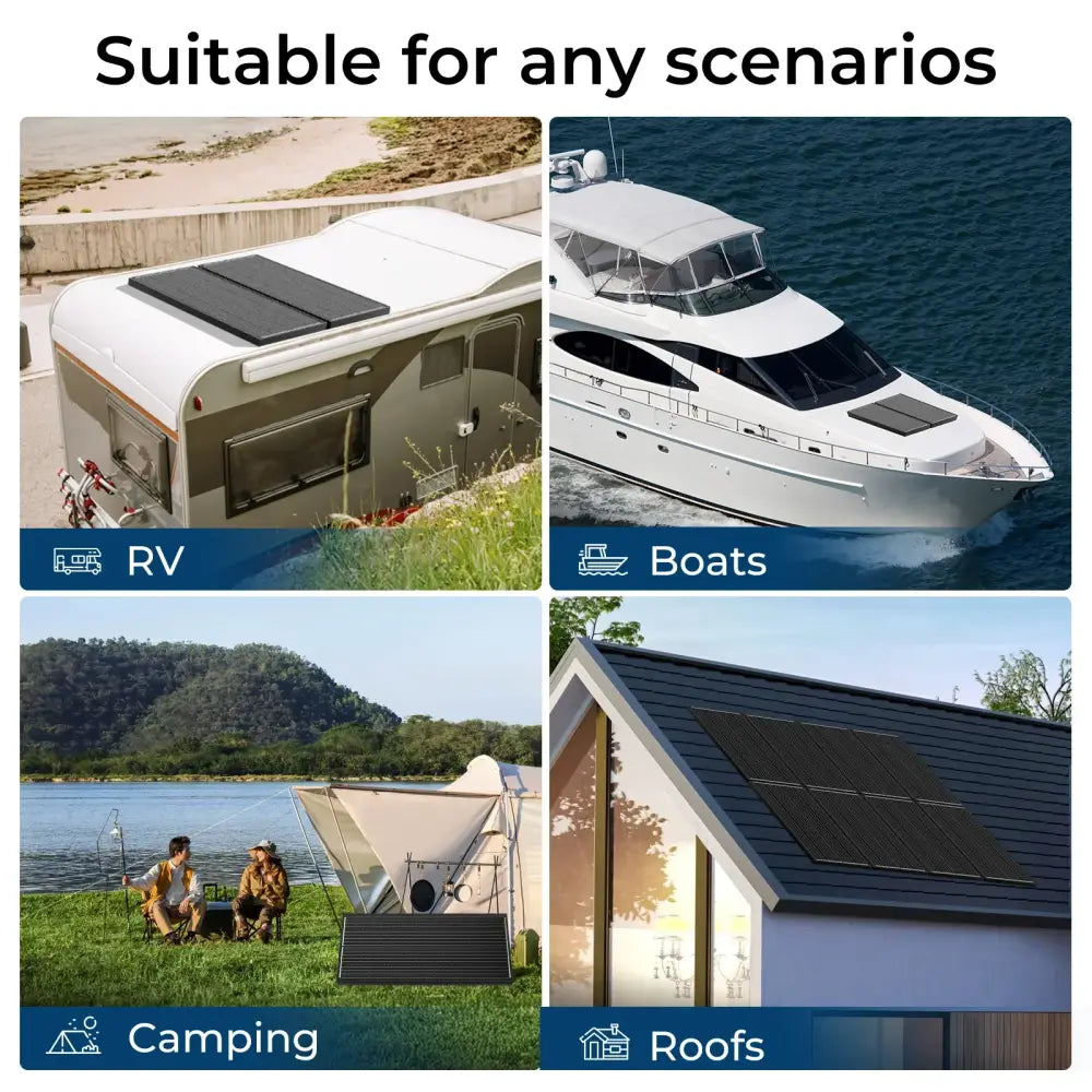 Panneau Solaire Monocristallin 100W 12V Rigide Étanche Camping