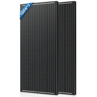 Panneau Solaire Monocristallin 100W 12V Rigide Étanche Camping - 100W x 2 / France