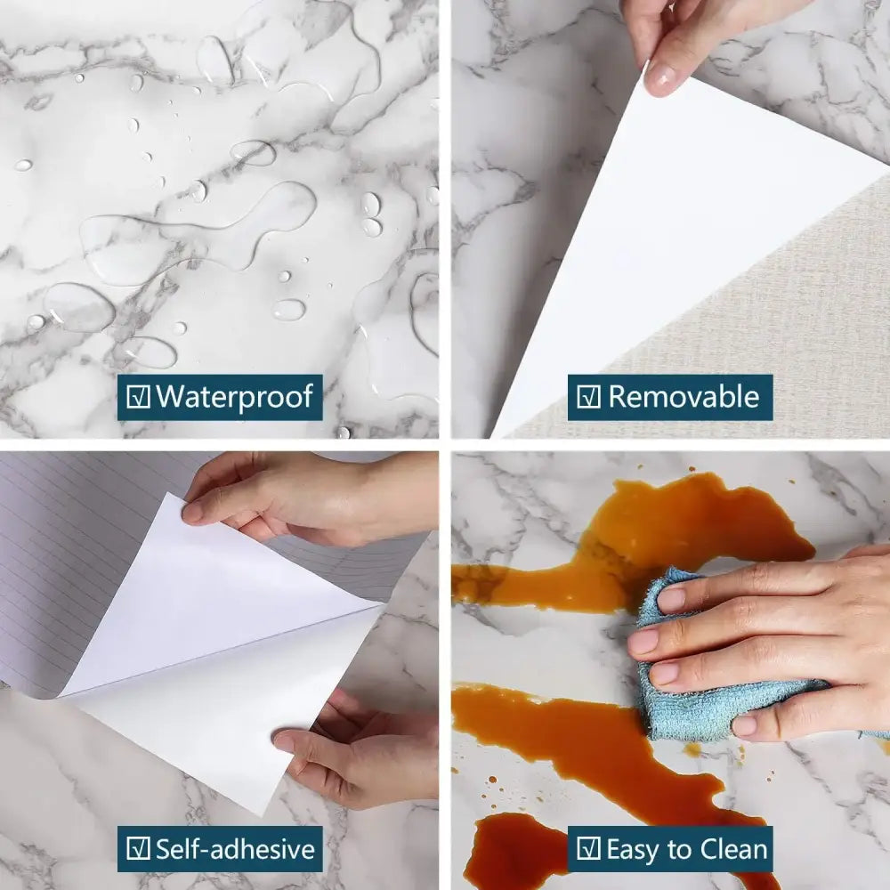 Papier peint autocollant effet marbre 40 cm – vinyle imperméable - Papier peint autocollant