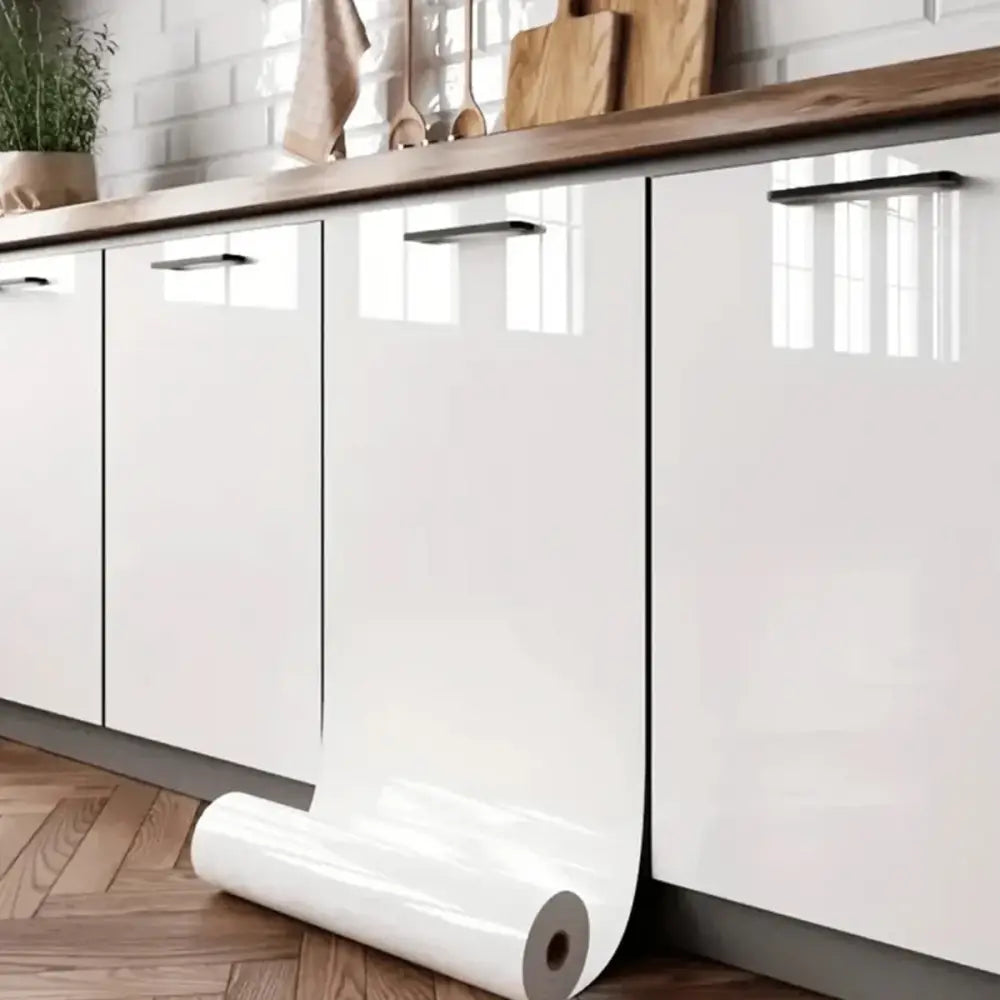 Papier peint autocollant effet marbre 40 cm – vinyle imperméable - Blanc nacré brillant / 40 × 100 cm / France - Papier