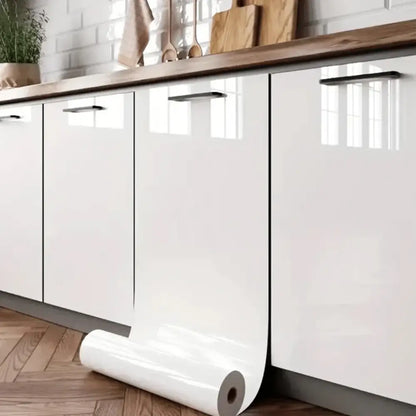Papier peint autocollant effet marbre 40 cm – vinyle imperméable - Blanc nacré brillant / 40 × 100 cm / France - Papier
