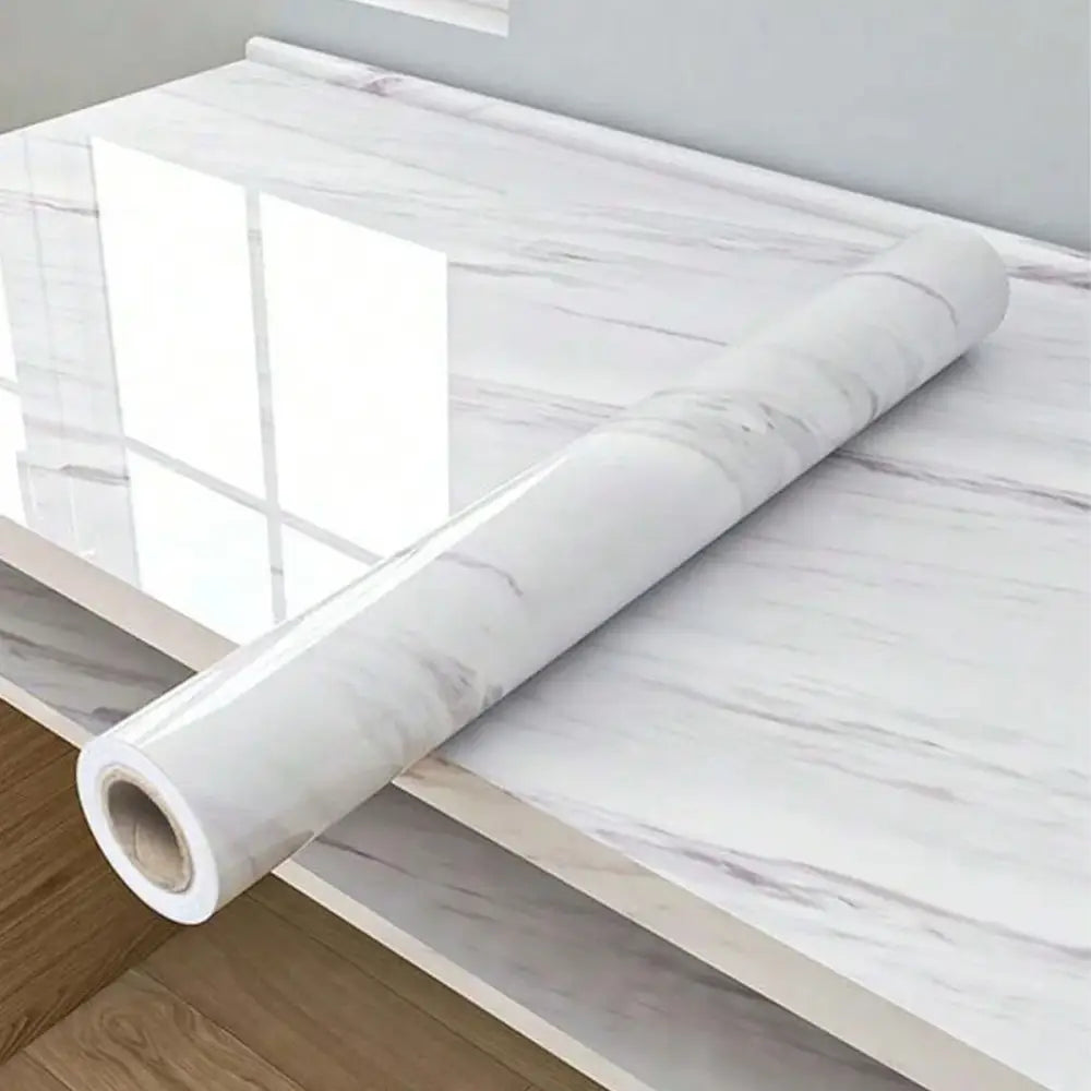 Papier peint autocollant effet marbre 40 cm – vinyle imperméable - Marbre blanc veiné rose pâle / 40 × 200 cm / France