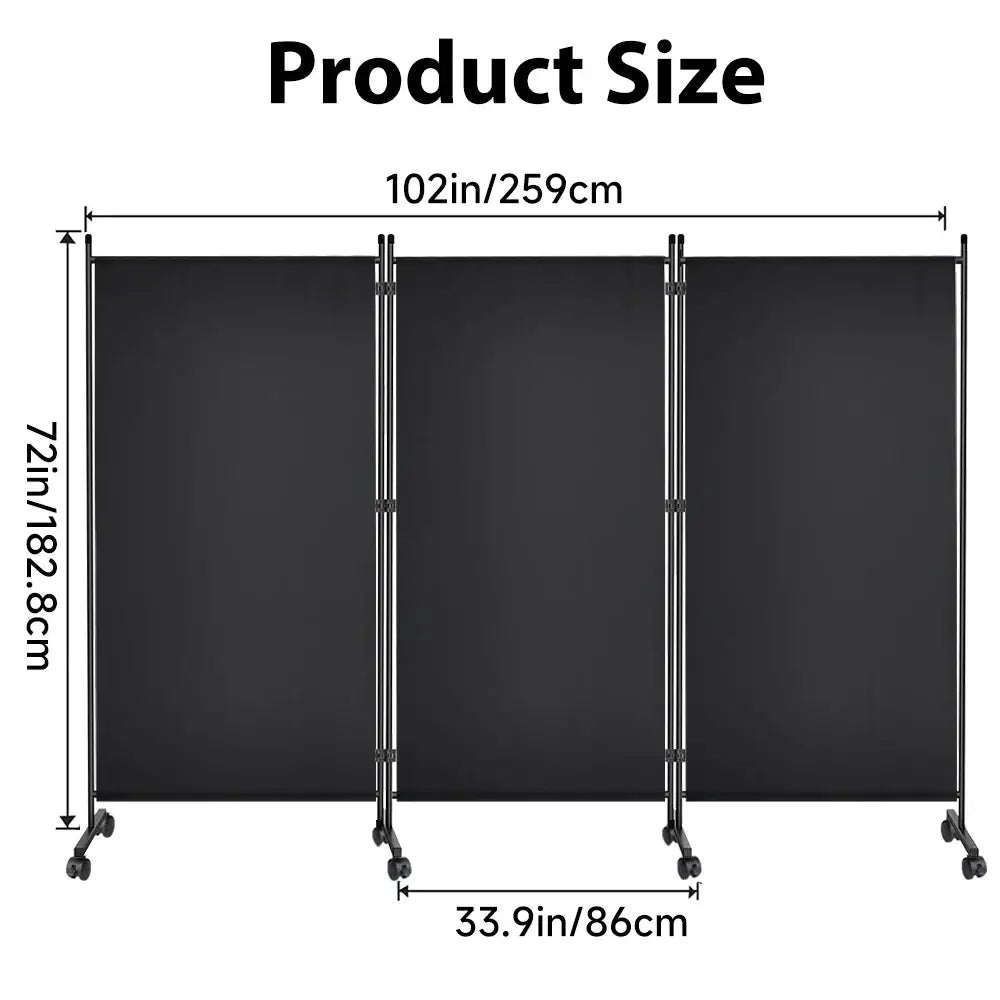 Paravent mobile pliable sur roulettes – cloison de séparation – détail 11