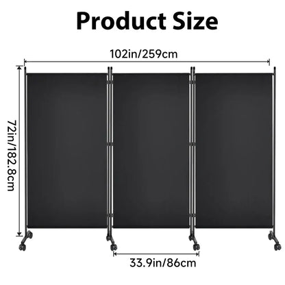 Paravent mobile pliable sur roulettes – cloison de séparation – détail 11