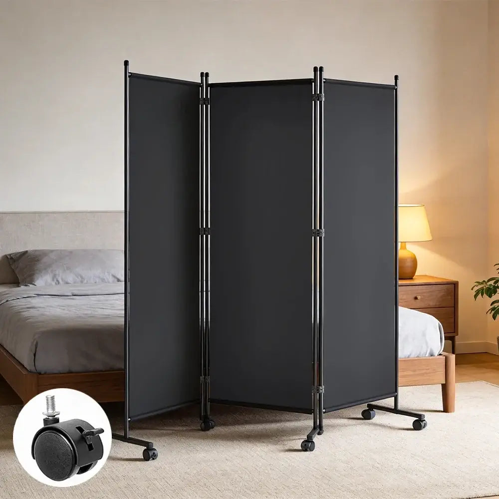 Paravent mobile pliable sur roulettes – cloison de séparation – détail 2
