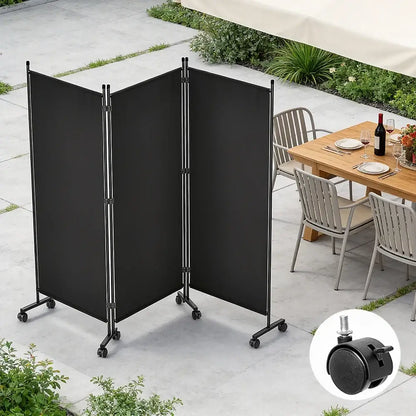 Paravent mobile pliable sur roulettes – cloison de séparation – détail 3