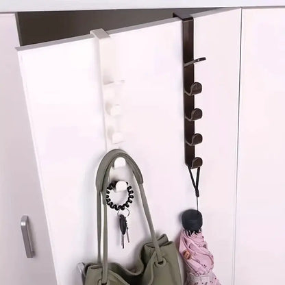 Patère de porte 5 crochets sans perçage – noir ou blanc - Patère de porte
