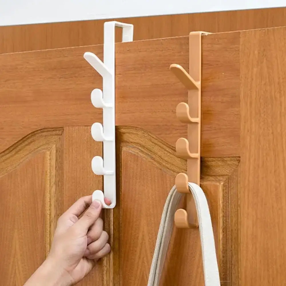 Patère de porte 5 crochets sans perçage – noir ou blanc - Patère de porte