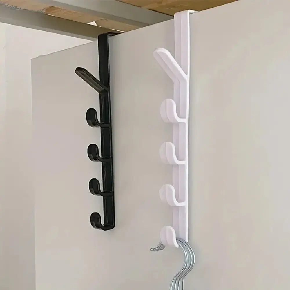 Patère de porte 5 crochets sans perçage – noir ou blanc - Patère de porte