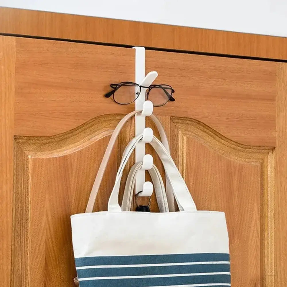 Patère de porte 5 crochets sans perçage – noir ou blanc - Patère de porte