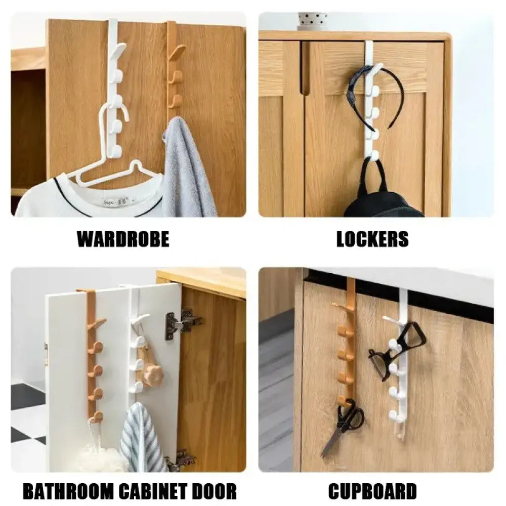 Patère de porte 5 crochets sans perçage – noir ou blanc - Patère de porte