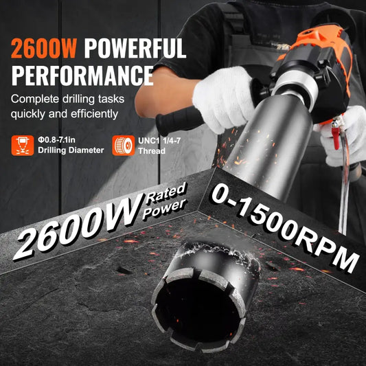 Perceuse À Noyau Diamant Portable 2000W 2600W Pour Béton Humide Et Sec