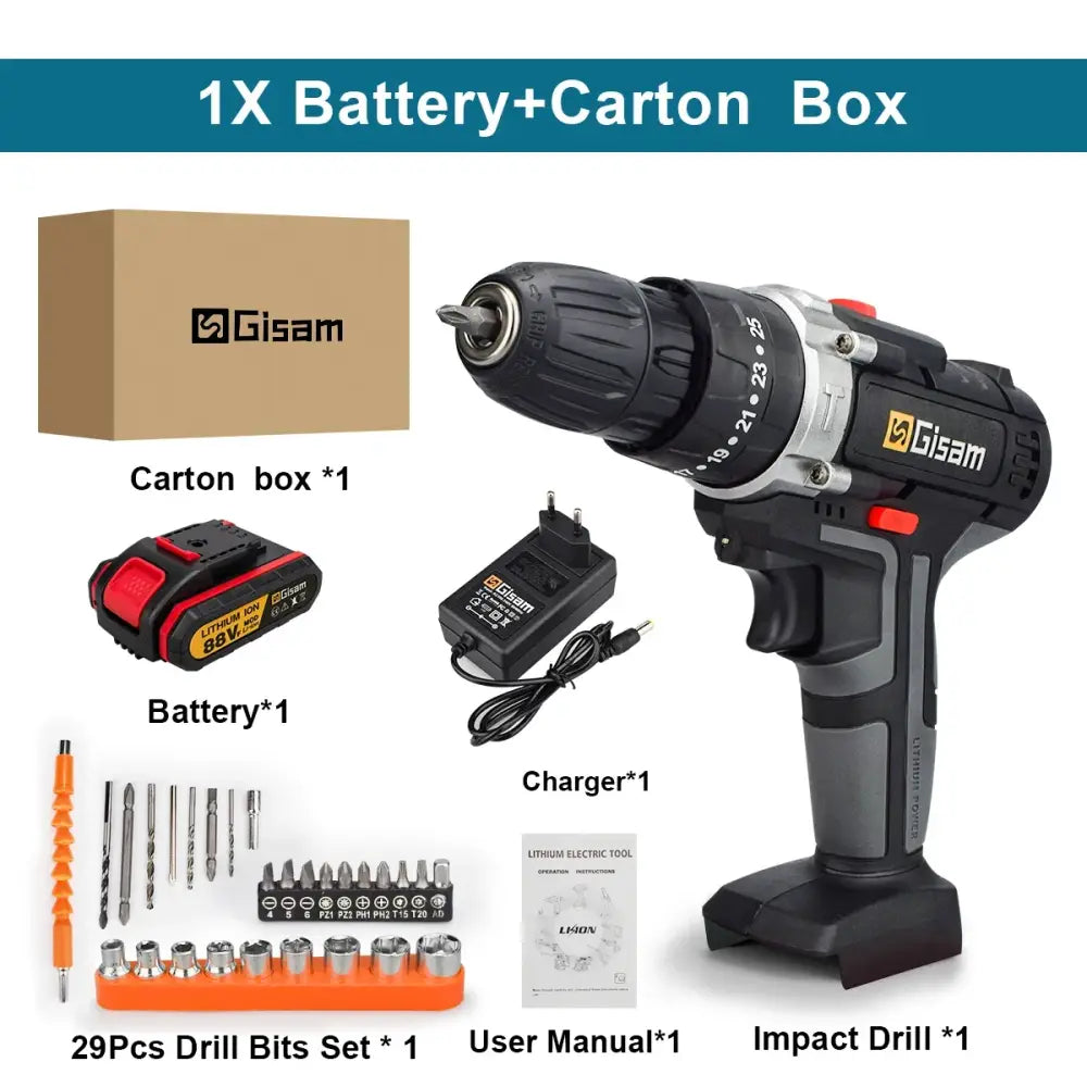 Perceuse à percussion sans fil 18 V – coffret 1 ou 2 batteries - 1 batterie + boîte carton / Allemagne - Perceuse à