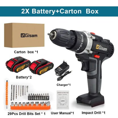 Perceuse à percussion sans fil 18 V – coffret 1 ou 2 batteries - 2 batteries + boîte carton / Allemagne - Perceuse à