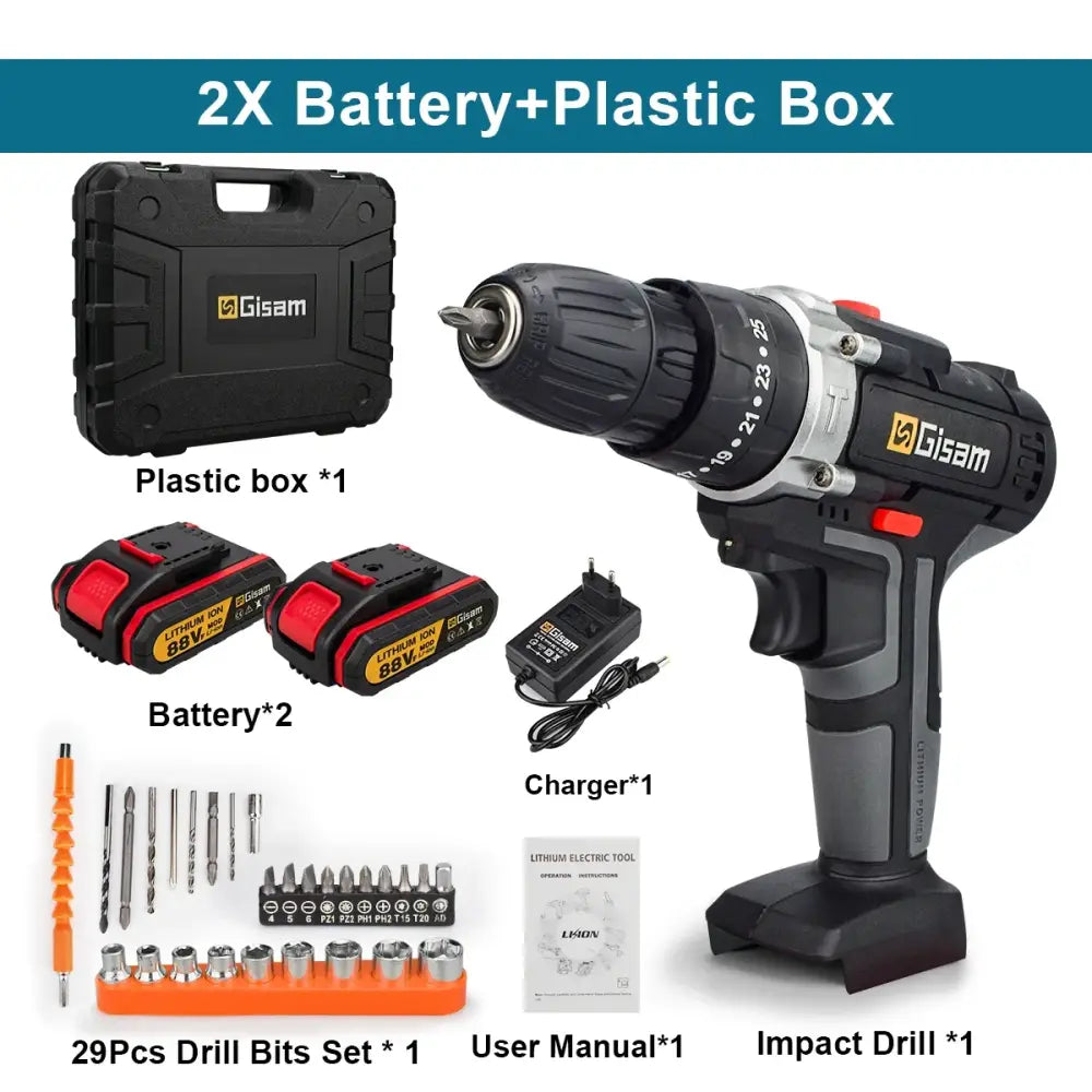 Perceuse à percussion sans fil 18 V – coffret 1 ou 2 batteries - 2 batteries + coffret plastique / Allemagne - Perceuse