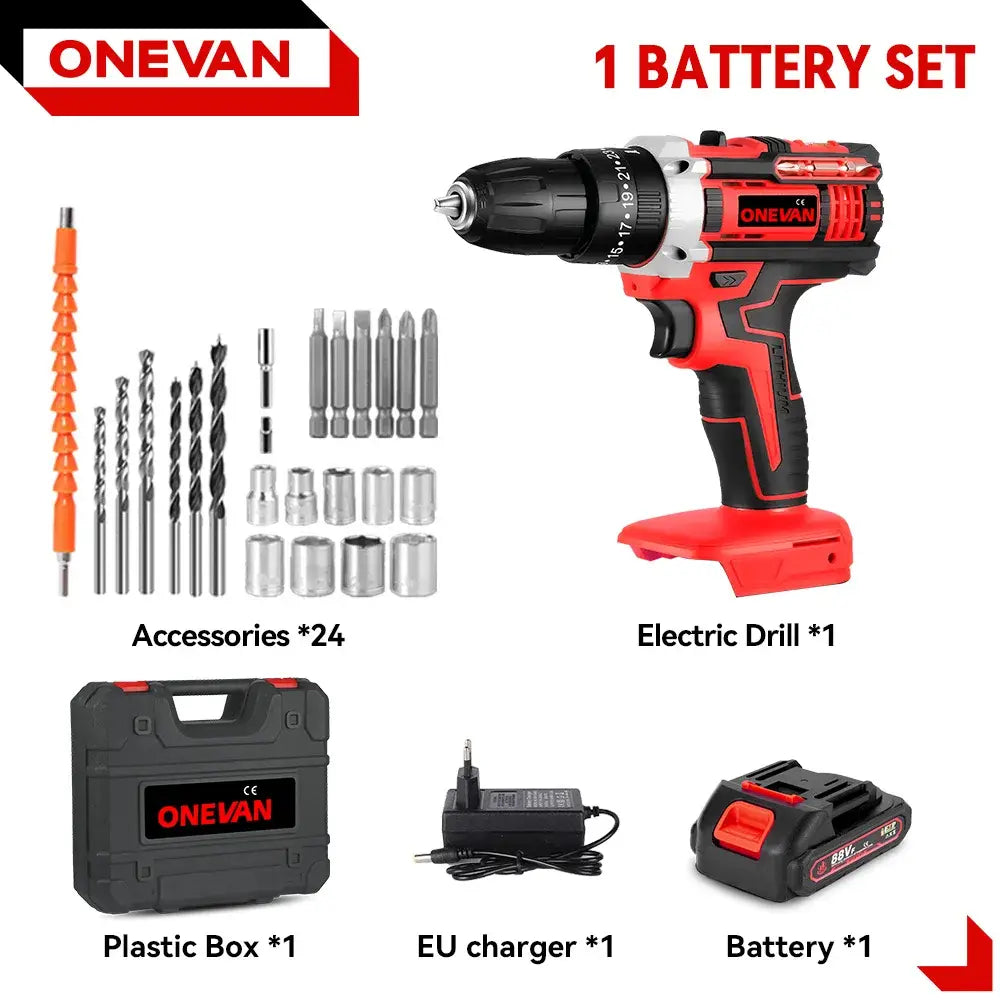 Perceuse-visseuse sans fil 18 V 38 Nm – 1 ou 2 batteries - 1 batterie – rouge / Prise européenne / Allemagne