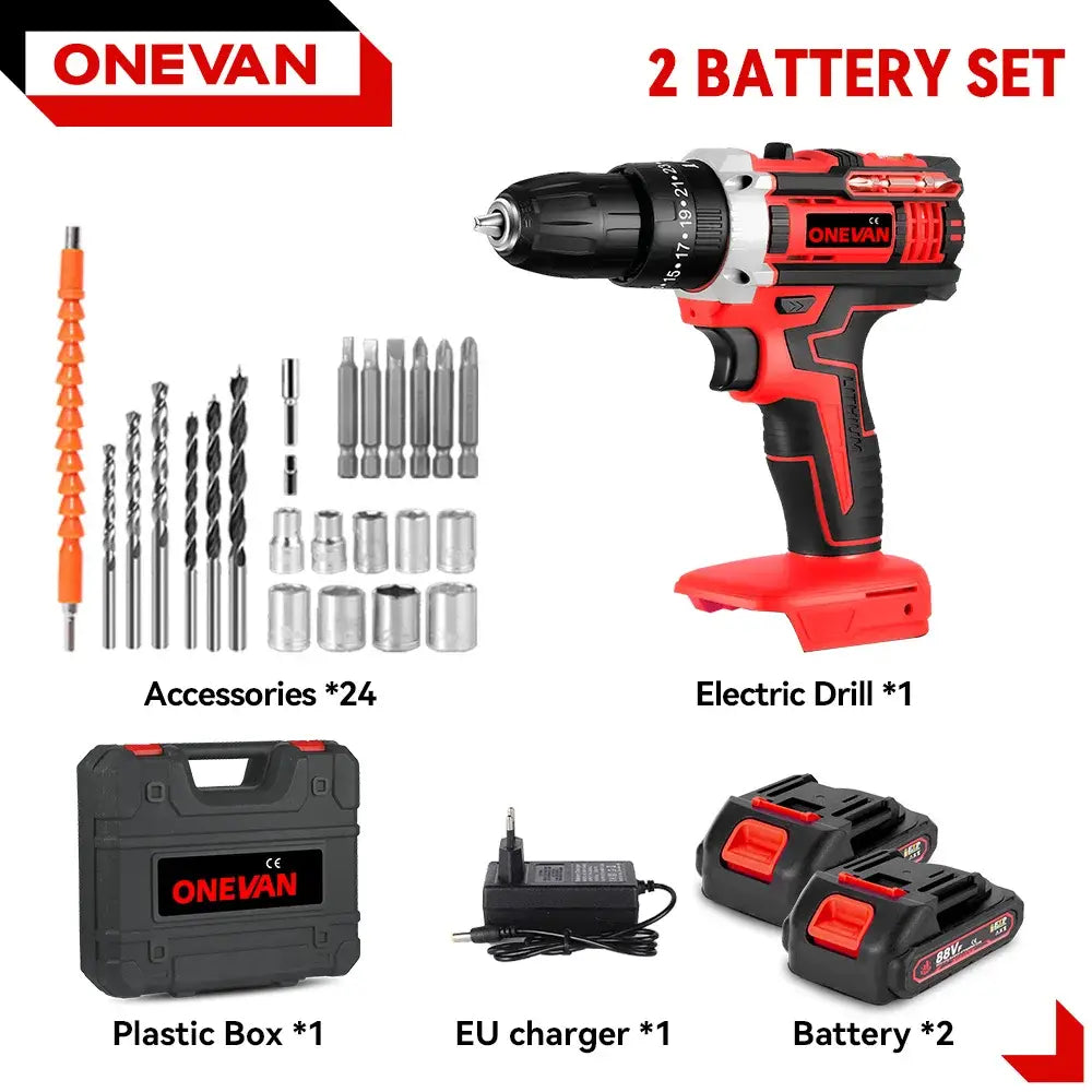 Perceuse-visseuse sans fil 18 V 38 Nm – 1 ou 2 batteries - 2 batteries – rouge / Prise européenne / France