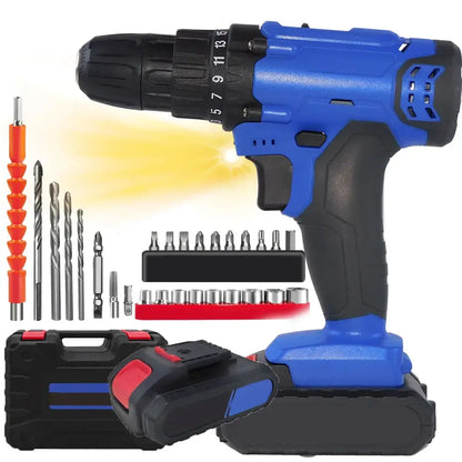 Perceuse-visseuse sans fil 21 V – 2 vitesses 26 embouts - Perceuse + 2 batteries / France - Perceuse-visseuse sans fil