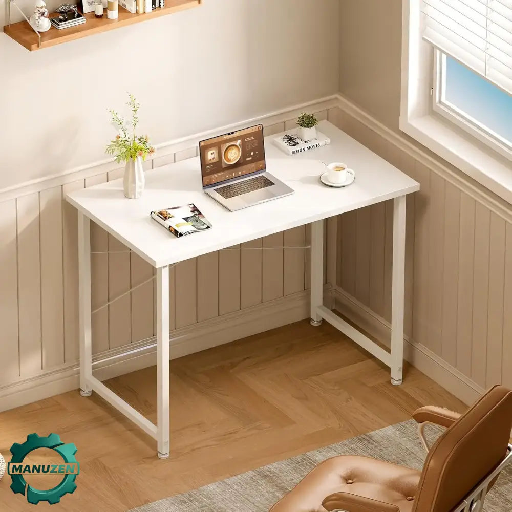 Petit bureau coleshome d'ordinateur 80 × 40 cm blanc pour petits espaces