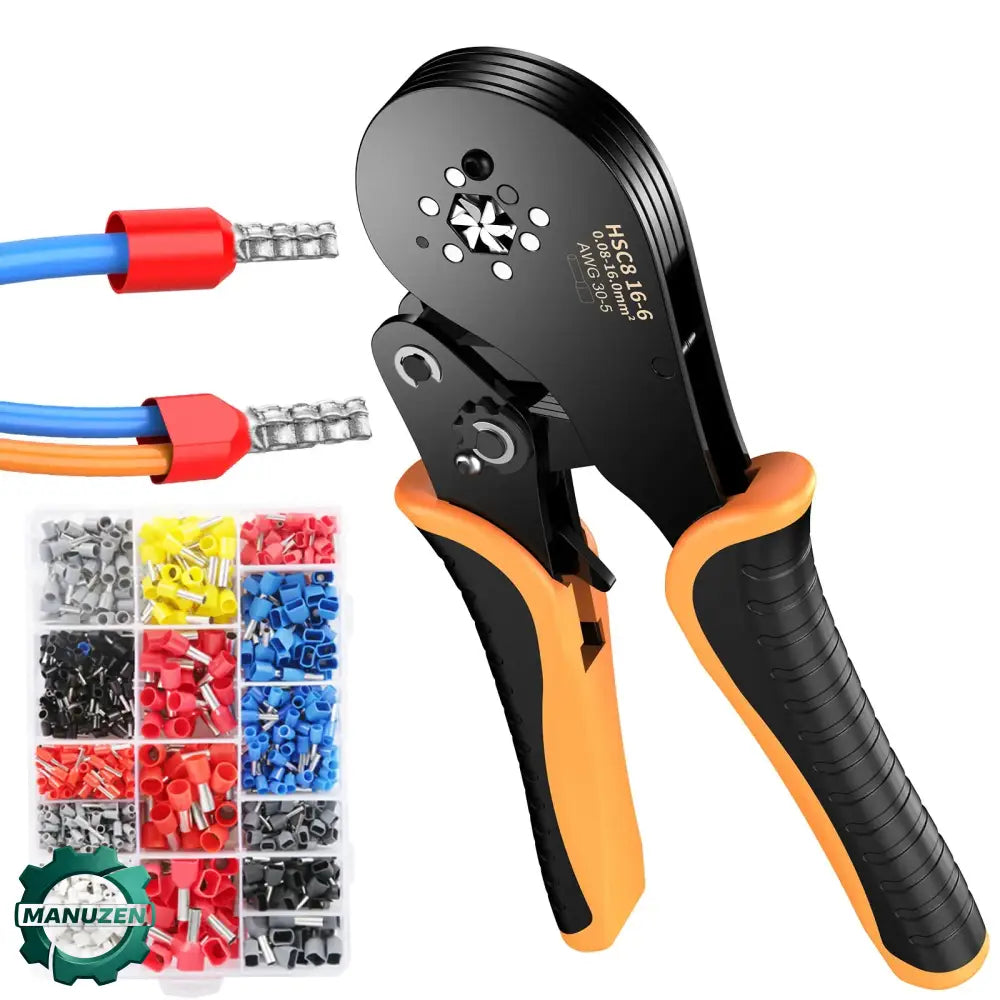 Pince à sertir HSC8 16-6 – embouts de câblage 0,08 à 16 mm² - Orange / France - Pince à sertir pour embouts de câblage