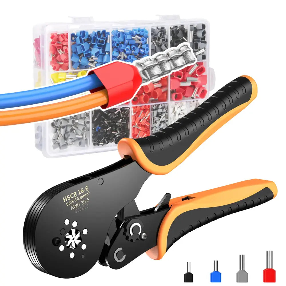 Pince à sertir HSC8 16-6 – embouts de câblage 0,08 à 16 mm² - Orange / France - Pince à sertir pour embouts de câblage