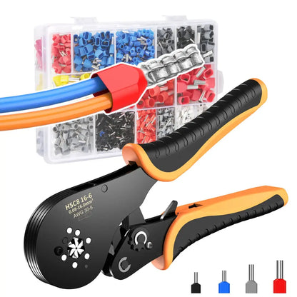 Pince à sertir HSC8 16-6 – embouts de câblage 0,08 à 16 mm² - Orange / France - Pince à sertir pour embouts de câblage