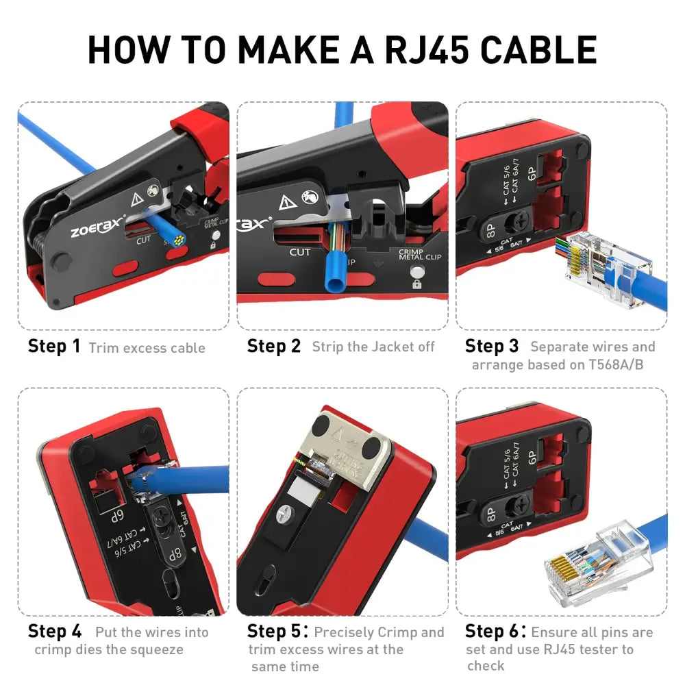 Pince à sertir RJ45 Cat 7/6A – coupe-fil et dénudeur – vue 11