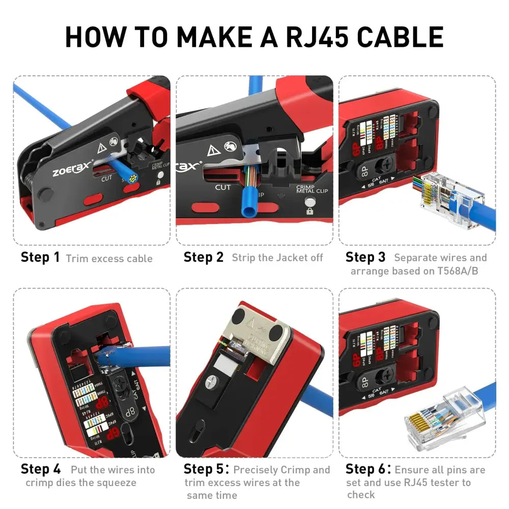 Pince à sertir RJ45 Cat 7/6A – coupe-fil et dénudeur – vue 6