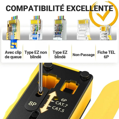 Pince à sertir RJ45 Pass Through – Cat7 à Cat5e RJ11 - Pince à sertir RJ45