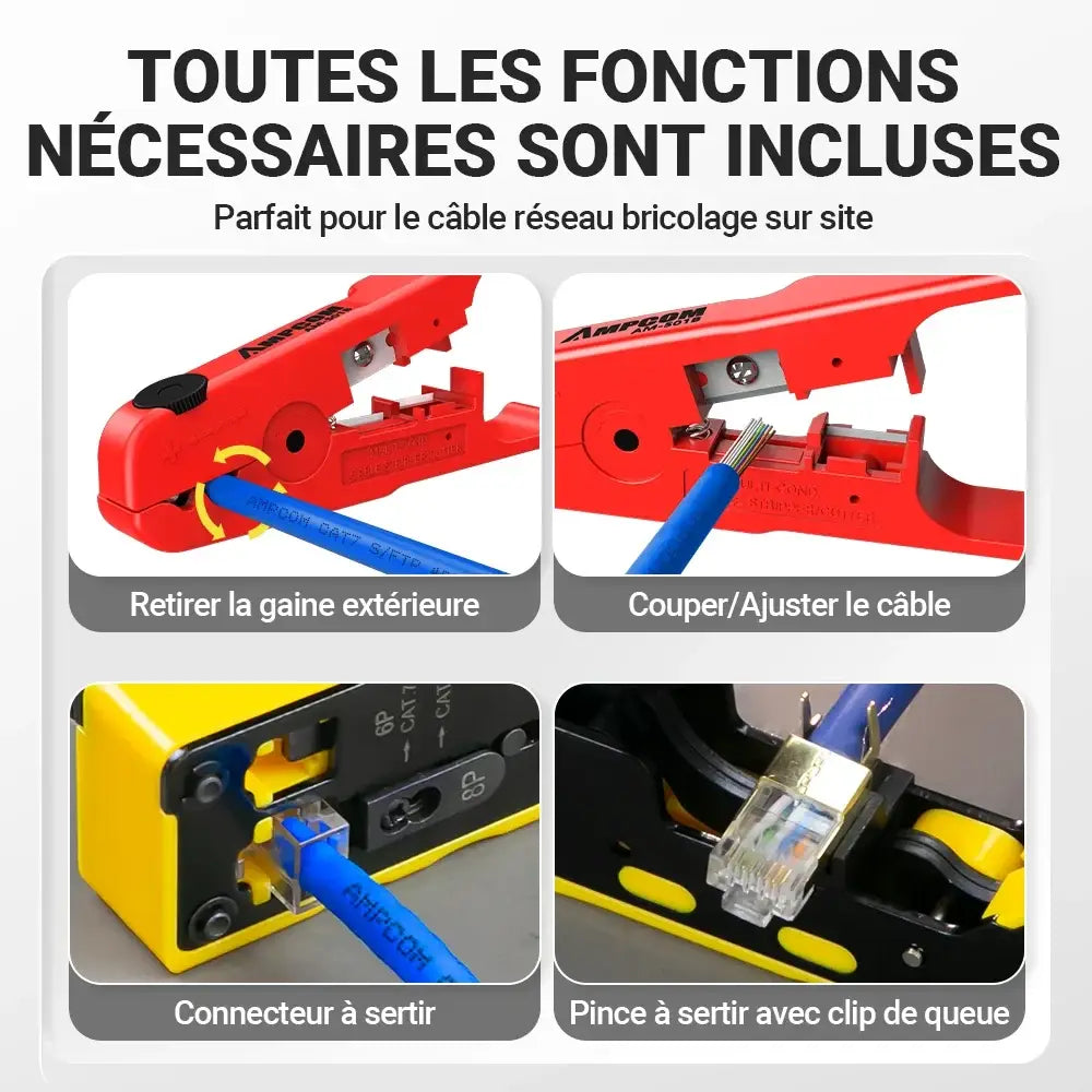 Pince à sertir RJ45 Pass Through – Cat7 à Cat5e RJ11 - Pince à sertir RJ45