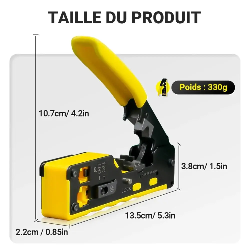 Pince à sertir RJ45 Pass Through – Cat7 à Cat5e RJ11 - Pince à sertir RJ45