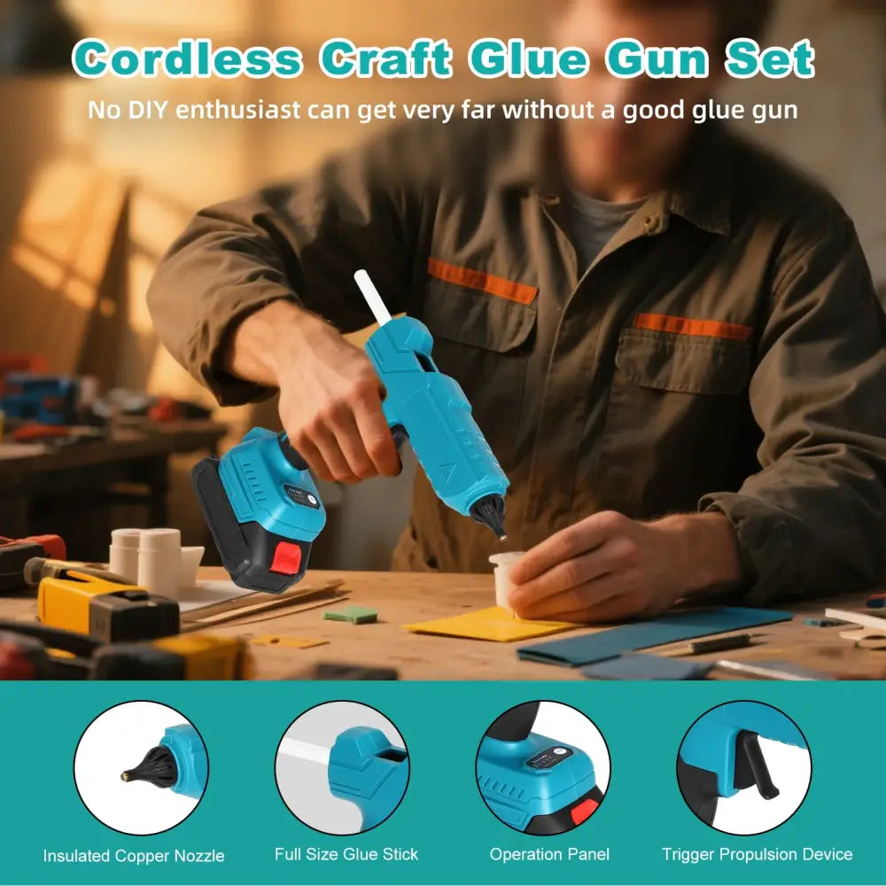 Pistolet à colle sans fil avec 2 batteries – chauffe rapide - Avec 2 batteries / Espagne / Prise européenne - Pistolet