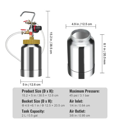 Pistolet à peinture avec pot sous pression 2 L – buse 1,8 mm - 2 L (0,5 gal) / France - Pistolet à peinture sous