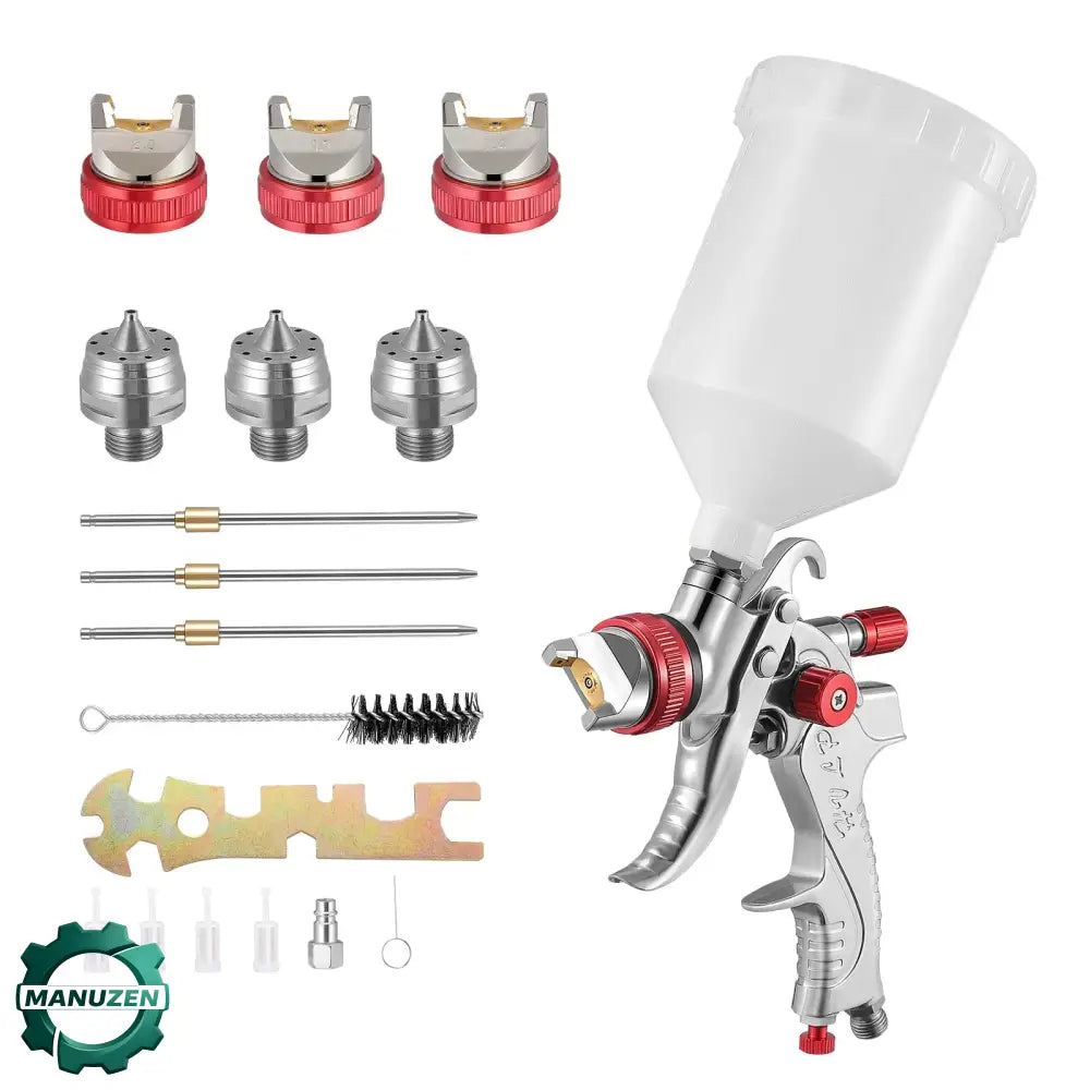 Pistolet à peinture HVLP pneumatique – buses 1,4/1,7/2,0 mm - Rouge / France - Pistolet à peinture HVLP