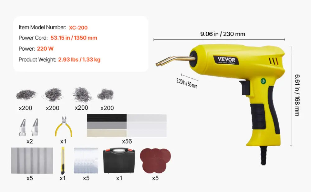 Pistolet De Soudage Plastique 220W Kit Avec 800 Et 1200 Agrafes Chaudes