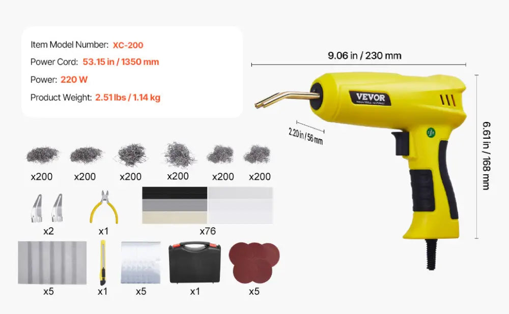 Pistolet De Soudage Plastique 220W Kit Avec 800 Et 1200 Agrafes Chaudes