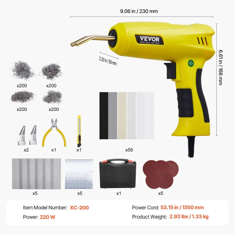 Pistolet De Soudage Plastique 220W Kit Avec 800 Et 1200 Agrafes Chaudes Pack complet France
