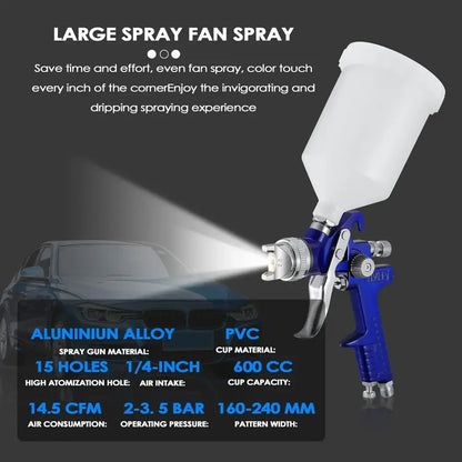 Pistolet peinture HVLP 600 ml – 3 buses et régulateur - Bleu / Allemagne - pistolet peinture HVLP 3 buses