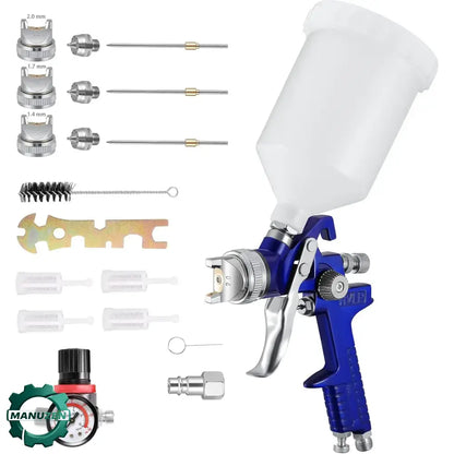 Pistolet peinture HVLP 600 ml – 3 buses et régulateur - Bleu / Allemagne - pistolet peinture HVLP 3 buses