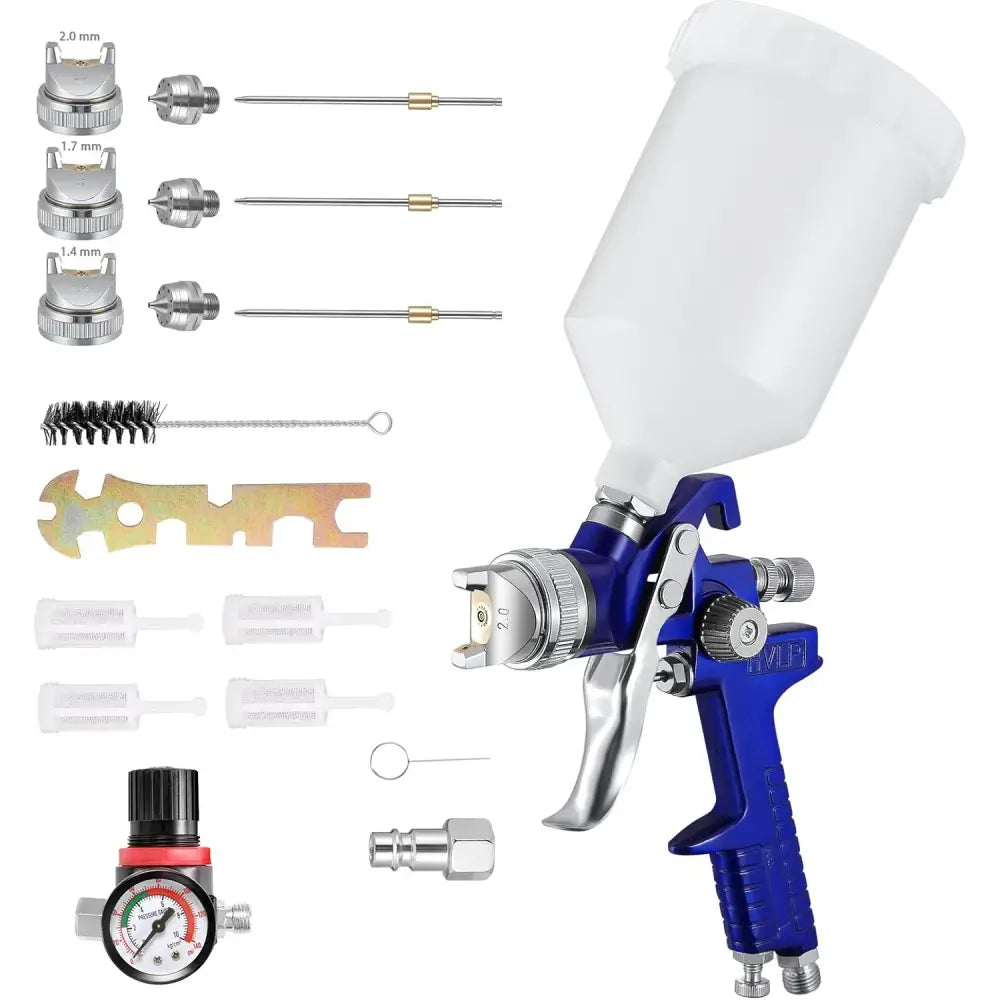 Pistolet peinture HVLP 600 ml – 3 buses et régulateur - Bleu / Allemagne - pistolet peinture HVLP 3 buses