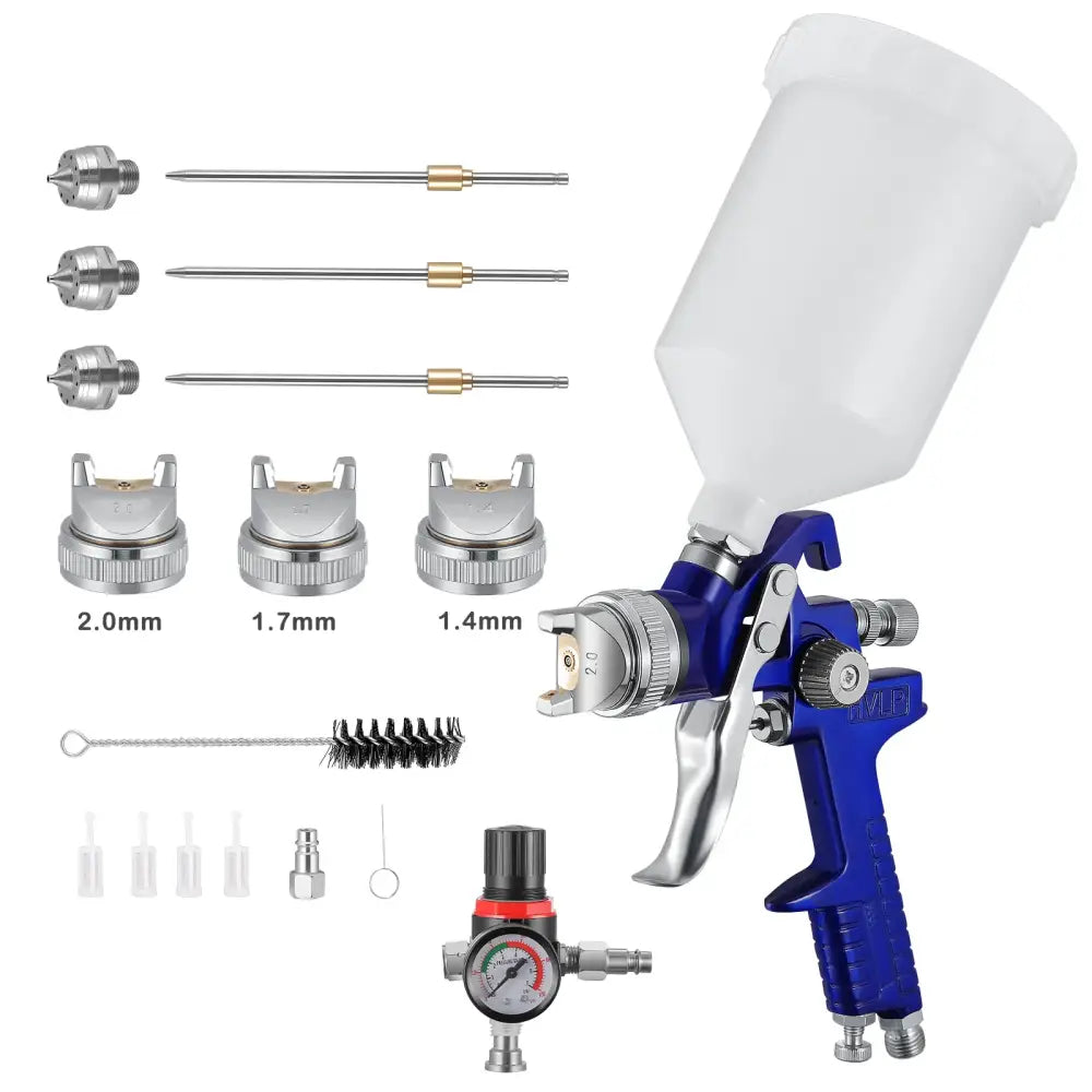 Pistolet peinture HVLP 600 ml – 3 buses et régulateur - Bleu / Allemagne - pistolet peinture HVLP 3 buses