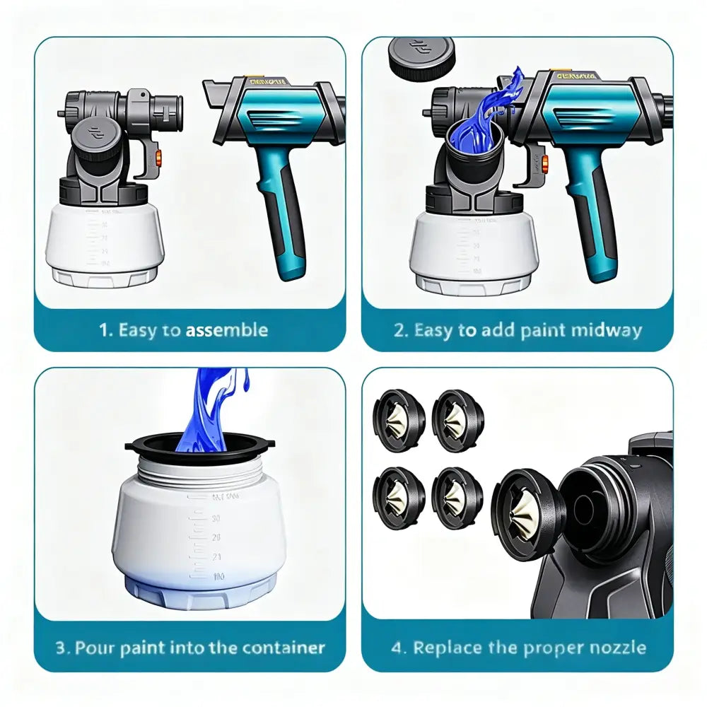 Pistolet peinture HVLP 800 W – godet 1,3 L - Bleu / Allemagne - pistolet peinture HVLP 800 W